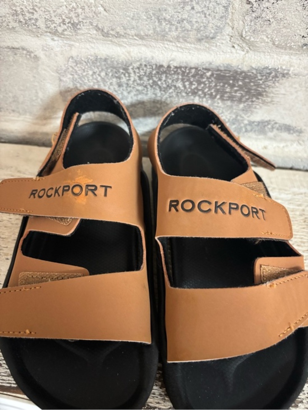 Rockport Brown Leather Adjustable Strap Sandals